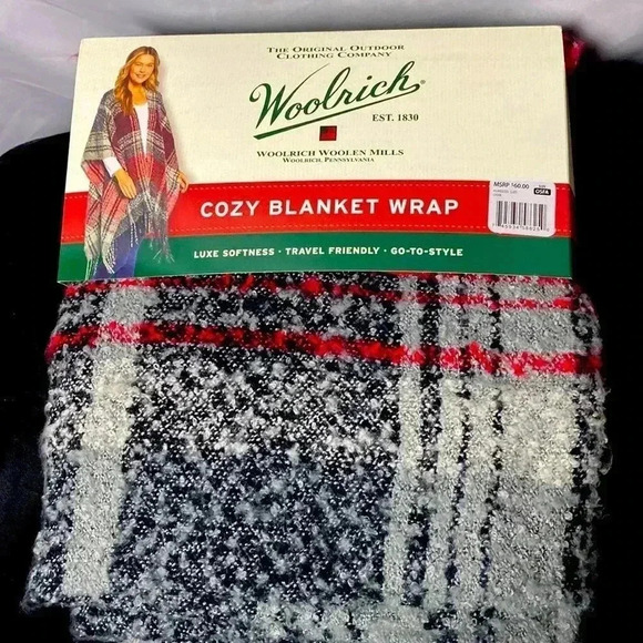 NEW WOOLRICH COZY BLANKET WRAP ONE SIZE WINE GRAY KNOBBY DESIGN FRINGE HEM - Picture 1 of 9